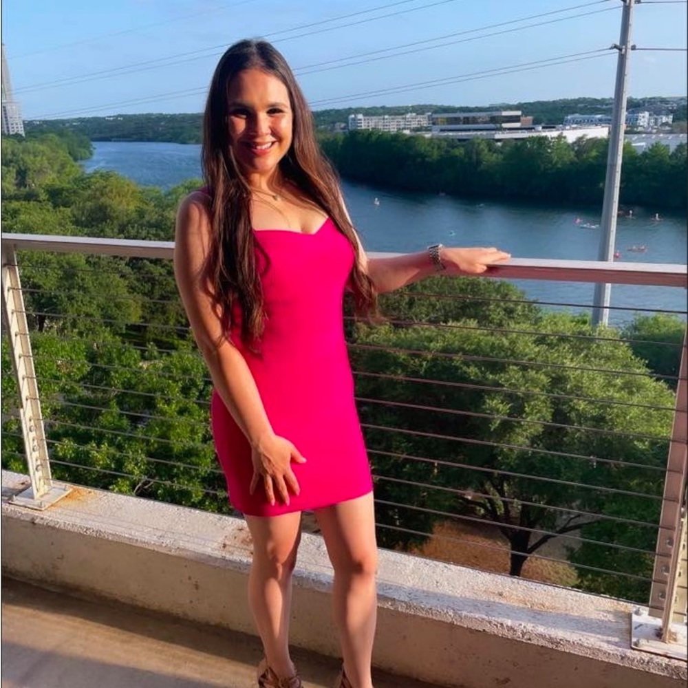 Pink Women's Rayon Cute Mini Sleeveless Bodycon Club Party Bandage Strap Dress